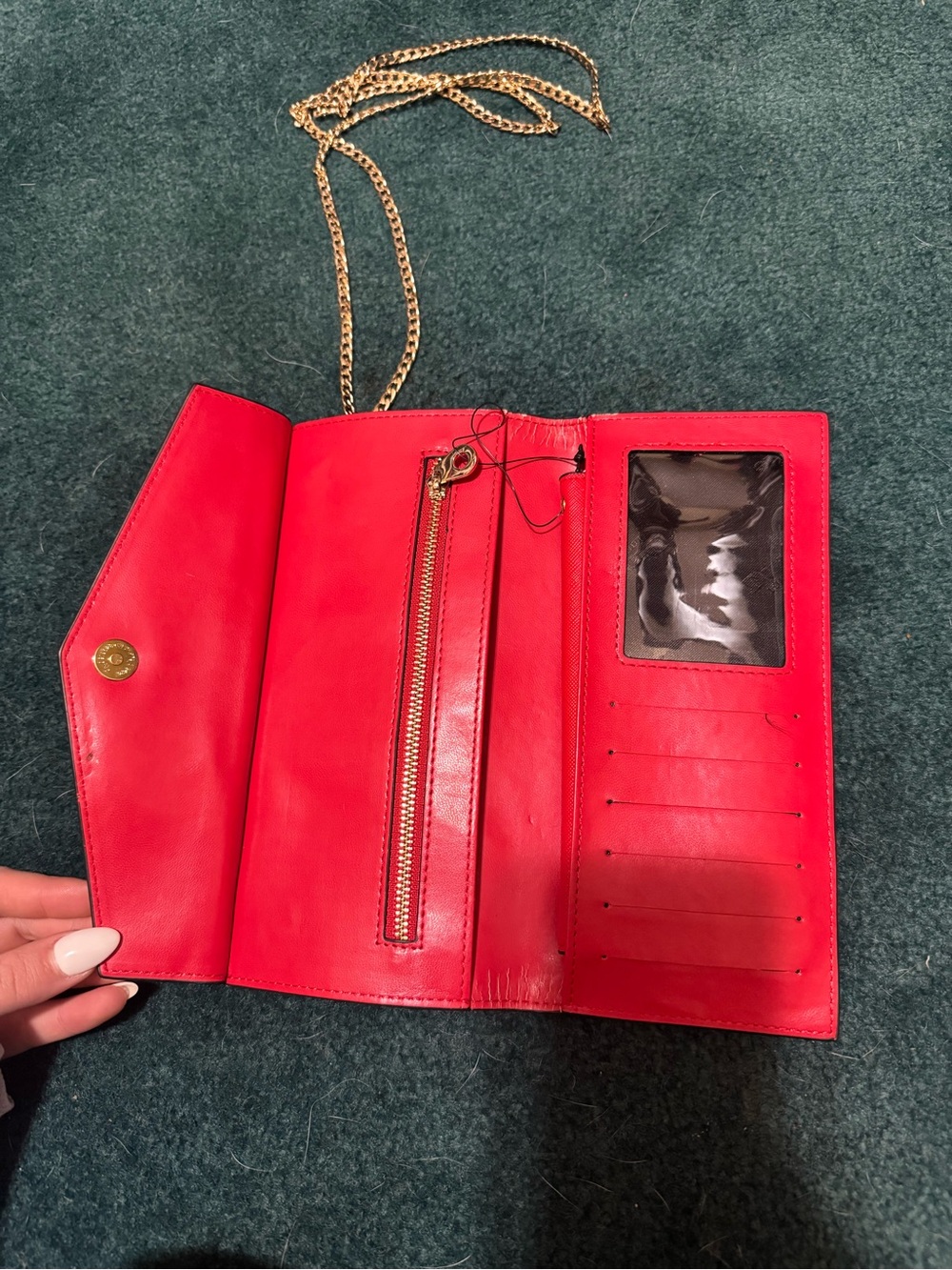 Dune London Red and Leopard Crystal-Embellished Envelope Clutch - Picture 4 of 7